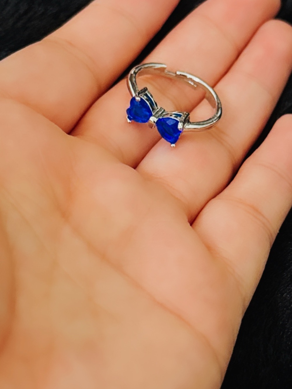 NWOT & Other Stories Silver Ring with Blue Heart Gemstones